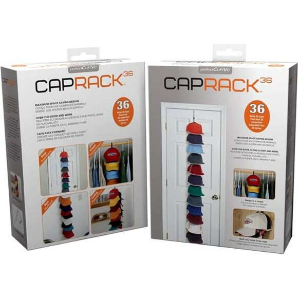 Perfect Curve Cap Rack Organizer Holds 36 Baseball Hats Over Door Closet Wall - Picture 2 of 7
